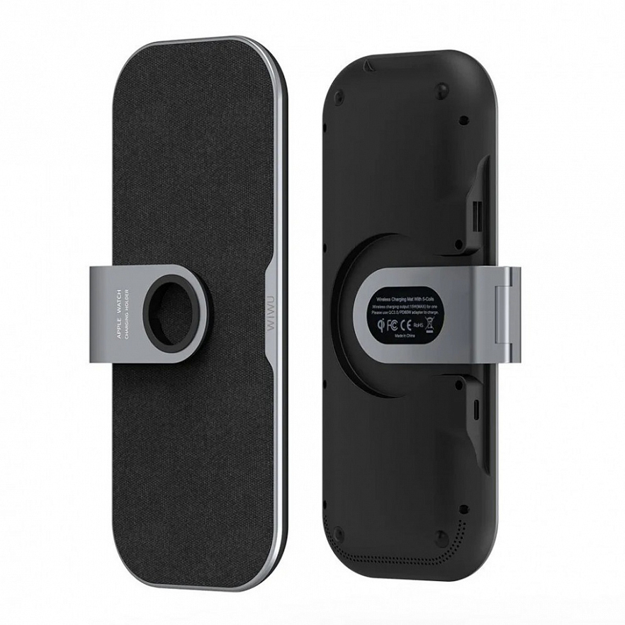 Беспроводная зарядка WIWU Power Air 3-in-1 Wireless Fast Charger Stand чёрная