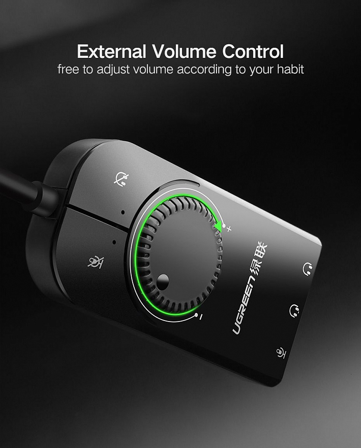 Внешняя стерео звуковая карта UGREEN CM129 (50599) USB External Stereo Sound Adapter - 1 метр кабель