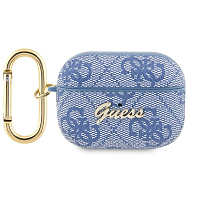 Чехол CG Mobile Guess для Airpods Pro 2 PU leather 4G with metal logo and carabin Blue - Голубой