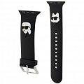 Ремешок CG Mobile Lagerfeld 3D Rubber NFT Karl & Choupette Heads для Apple Watch 42/44/45 мм чёрный