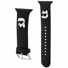 Ремешок CG Mobile Lagerfeld 3D Rubber NFT Karl & Choupette Heads для Apple Watch 42/44/45 мм чёрный
